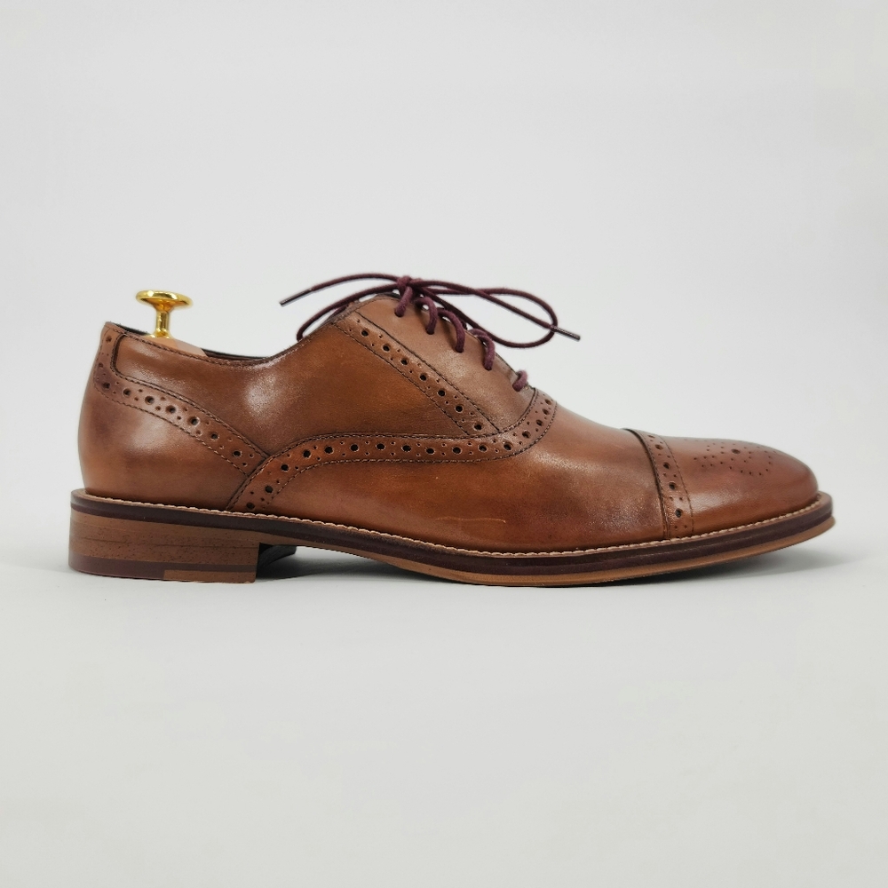 Johnston & Murphy Conard Cap Toe Men's Brown Leather Dress Shoes Size 9.5 M - Picture 2 of 16